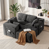 Sectional Sofa, Asofer 105" L-Shape Modular Couch With Corduroy Fabric for Living Room, Free Assembly, Dark gray (Left Facing Chaise)