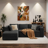 Sectional Sofa, Asofer 105" L-Shape Modular Couch With Corduroy Fabric for Living Room, Free Assembly, Black (Left Facing Chaise)