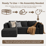 Sectional Sofa, Asofer 105" L-Shape Modular Couch With Corduroy Fabric for Living Room, Free Assembly, Black (Left Facing Chaise)