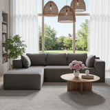 Modern Modular L-Shape Couch with Chaise, Deep Seat Boneless Sofa Bed, No Assembly Required Sleeper Sofa, Plush Corduroy Fabric, Dark Gray