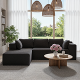 Modern Modular L-Shape Couch with Chaise, Deep Seat Boneless Sofa Bed, No Assembly Required Sleeper Sofa, Plush Corduroy Fabric, Black