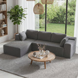 Fully Assembled Modular Sofa, L-Shaped Cloud Couch with Storage & Wide Armrests, Stain-Resistant for Small Space, Gray