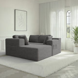 Modern Modular L-Shape Couch with Chaise, Deep Seat Boneless Sofa Bed, No Assembly Required Sleeper Sofa, Plush Corduroy Fabric, Dark Gray