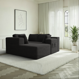 Modern Modular L-Shape Couch with Chaise, Deep Seat Boneless Sofa Bed, No Assembly Required Sleeper Sofa, Plush Corduroy Fabric, Black