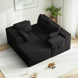 Modern Modular L-Shape Couch with Chaise, Deep Seat Boneless Sofa Bed, No Assembly Required Sleeper Sofa, Plush Corduroy Fabric, Black