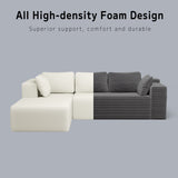 Fully Assembled Modular Sofa, L-Shaped Cloud Couch with Storage & Wide Armrests, Stain-Resistant for Small Space, Gray