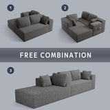 Fully Assembled Modular Sofa, L-Shaped Cloud Couch with Storage & Wide Armrests, Stain-Resistant for Small Space, Gray