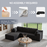 Fully Assembled Modular Sofa, L-Shaped Cloud Couch with Storage & Wide Armrests, Stain-Resistant for Small Space, Black