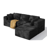 Asofer 105" Modular Sectional Couch, Boneless L-Shape Sofa with Upholstered Deep Seat, High Resilience Foam & Corduroy Fabric, No Assembly for Living Room, Black (Rright Facing Chaise)