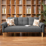 Asofer 69" Sofa Couch with 3 Pillows and Soft Armrests for Living room, Bedroom, Apartment,Gray