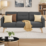 Sofa Couch with Soft Armrest，Asofer Small Loveseat Sofa with 3 Cozy Pillows for Office，Small Spaces, Gray、Dark Gray