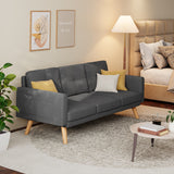 Asofer Sofa Couch with Solid Wood Leg and Soft Cushion for Living Room, Apartment, Lounge, Bedroom, Office,Dark Gray