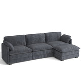 Asofer Sectional Couches for Living Room, L-Shaped Sofa Couch with Comfy Chenille, 3 Seat Sofa Set with Chaise for Apartment (Fabric, Grey)
