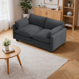 74.8" Sectional Sofa With Washable Cover, Comfy 2 Seater L-Shaped Corduroy Fabric Couch with Deep Seat for Apartment,Beige