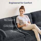 Asofer Sectional Couches for Living Room, L-Shaped Sofa Couch with Comfy Chenille, 3 Seat Sofa Set with Chaise for Apartment (Fabric, Grey)
