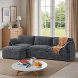 L Shaped Sofa Couch, Modular Comfy Chenille Deep Seat Sofa with Movable Ottoman for Living Room, Apartment, Dark Gray