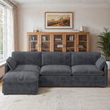 L Shaped Sofa Couch, Modular Comfy Chenille Deep Seat Sofa with Movable Ottoman for Living Room, Apartment, Dark Gray