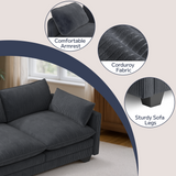 Asofer 69" Sofa Couch with 3 Pillows and Soft Armrests for Living room, Bedroom, Apartment, Dark Gray