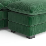 L Shaped Sofa Couch, Modular Comfy Chenille Deep Seat Sofa with Movable Ottoman for Living Room, Apartment, Green