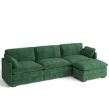 Asofer 110.2" L Shaped Sofa Couch, Modular Comfy Chenille Deep Seat Sofa with Movable Ottoman for Living Room, Apartment, Green