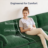 Asofer 110.2" L Shaped Sofa Couch, Modular Comfy Chenille Deep Seat Sofa with Movable Ottoman for Living Room, Apartment, Green