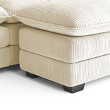 Asofer 110.2" L Shaped Sofa Couch, Modular Comfy Chenille Deep Seat Sofa with Movable Ottoman for Living Room, Apartment, Beige