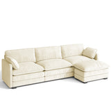 Asofer 110.2" L Shaped Sofa Couch, Modular Comfy Chenille Deep Seat Sofa with Movable Ottoman for Living Room, Apartment, Beige