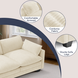 Asofer 74.8" Sofa Couch with 2 Pillows and Soft Armrests for Living room, Bedroom, Apartment, Beige