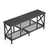 Asofer Industrial TV Stand for TVs up to 65" with 2 Open Storage Shelves and Metal Frame, Black