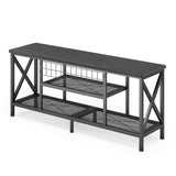 Asofer Industrial TV Stand for TVs up to 65" with 2 Open Storage Shelves and Metal Frame, Black