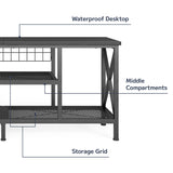 Asofer 59.8" Industrial TV Stand, Metal Frame, Sofa Table for Living Room, Bedroom, Office，Black