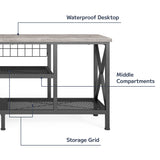 Asofer 59.8" Industrial TV Stand, Metal Frame, Sofa Table for Living Room, Bedroom, Office，Grey