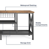 Asofer 59.8" Industrial TV Stand, Metal Frame, Sofa Table for Living Room, Bedroom, Office，Rustic Brown