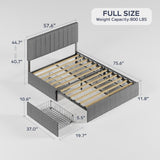 Asofer Full Bed Frame with Storage Space, cama queen con gavetas, No Box Spring Needed, Noisy Free, Light Grey