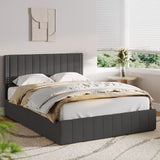 Asofer Queen Bed Frames with 4 Storage Drawers on Wheels, Upholstered Headboard Adjustable, Wood Slats