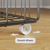 Asofer Full Size Storage Bed Frame w/4 Wheels, Adjustable Headboard & Wood Slats, Dark Gray