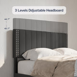 Asofer Queen Size Bed Frame with 4 Storage Drawer on Wheels, Upholstered Headboard Adjustable, for Home Bedroom