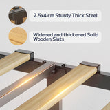 Asofer Full Size Storage Bed Frame w/4 Wheels, Adjustable Headboard & Wood Slats, Dark Gray