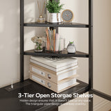 Asofer Twin Metal Loft Bed Frame w/Desk & CPU Station, Charging & RGB Lights, Safety Rails - Black