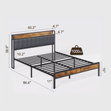 Full Bed Frame with Storage Headboard, Asofer Metal Platform Bed No Box Spring Required, Noise Free