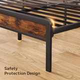 Asofer Full Bed Frame with Storage Headboard, Noise-Free,Sturdy Metal Platform, Dark Gray