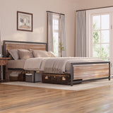 Asofer Queen Size Bed Frame with Wooden Headboard for Bedroom, 800lbs, Large Under Bed Storage, Grey