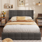 Asofer Full Bed Frame Lift Up Storage Bed, Upholstered Camas Full, No Box Spring Needed, Wood Slats Support, Grey