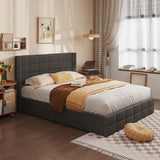 Asofer Queen Bed Frame, Lift-Up Storage w/Modern Wingback Headboard, No Box Spring, Gray
