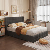 Asofer Queen Bed Frame Lift Up Storage Bed, Upholstered Camas Queen, No Box Spring Needed, Wood Slats Support, Grey