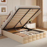 Asofer Full Size Lift Up Storage Bed, Bed Frame Full Size with Under Bed Storage, Hydraulic Storage, Beige