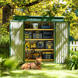 Asofer 6 x 4 FT Galvanized Metal Outdoor Storage Shed, Lockable Double Door Garden Utility Shed for Backyard Patio Lawn, Green