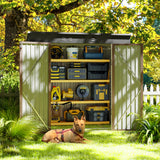 Asofer 6 ft. W x 4 ft. D（25.3 sq. ft.） Outdoor Metal Storage Shed with Double Lockable Doors, Green, Brown