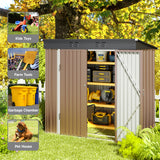 Asofer 6 ft. W x 4 ft. D（25.3 sq. ft.） Outdoor Metal Storage Shed with Double Lockable Doors, Green, Brown