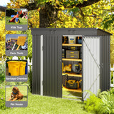 Asofer 6'x4' Outdoor Storage Shed Clearance, Metal Garden Sheds with Lockable Door for Patio, Lawn, Black